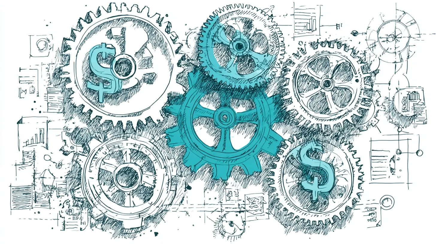 Interconnected gears representing how loans work